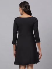 Women Black A-Line Dress - JND_1001Black_XS