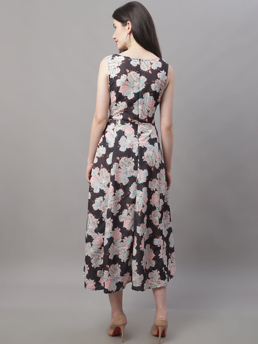 Women Black Printed A-Line Dresses - JND_1016Black_XS