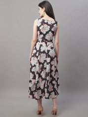 Women Black Printed A-Line Dresses - JND_1016Black_XS