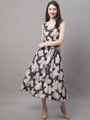 Women Black Printed A-Line Dresses - JND_1016Black_XS