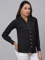 Women Black Solid Shirt - JNS_2002Black_XS
