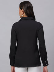 Women Black Solid Shirt - JNS_2002Black_XS