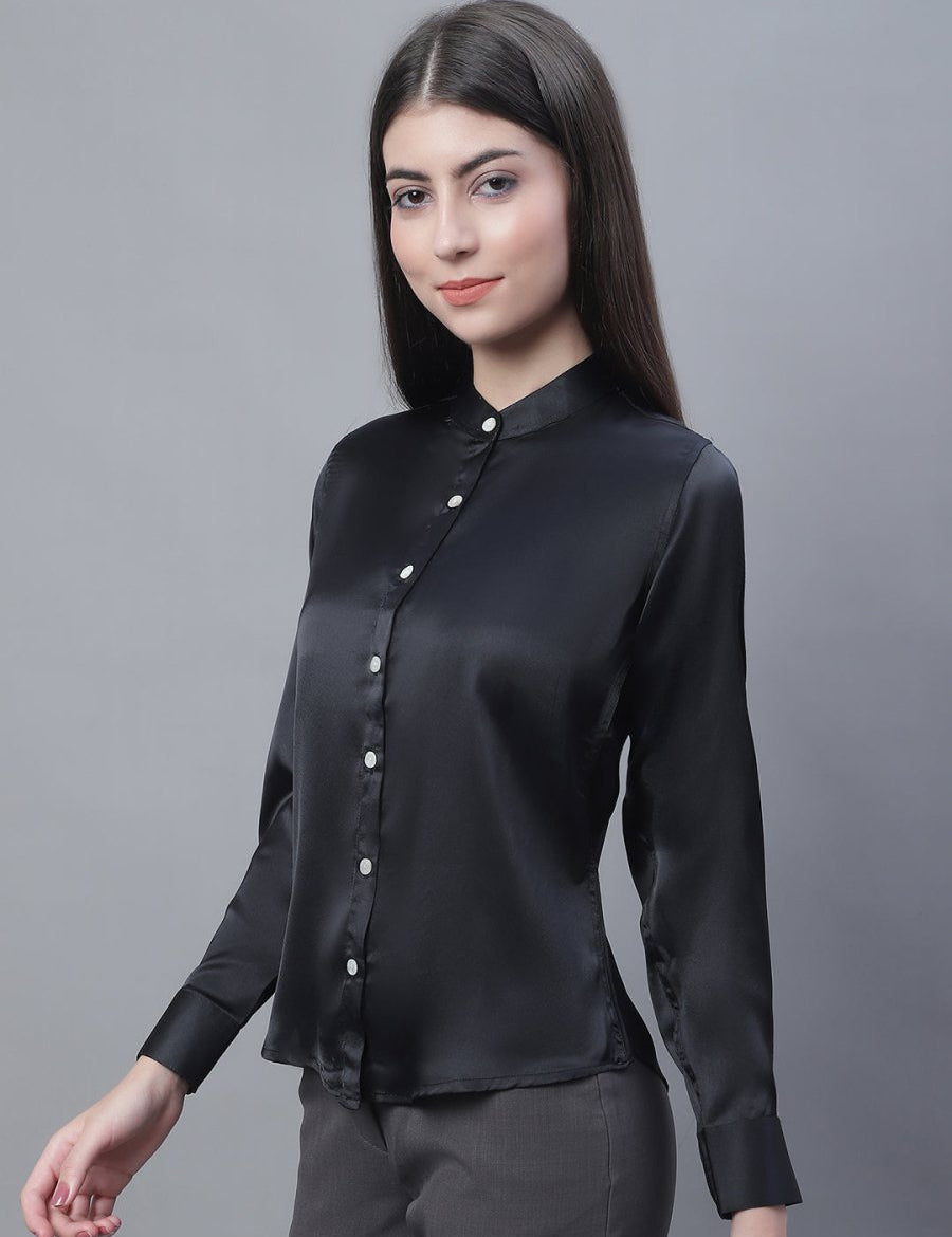 Women Black Solid Shirt Style Top - JNT_2015Black_XS