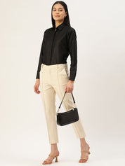 Women Black Solid Shirt Style Top - JNS_2007Black_XS