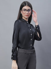 Women Black Solid Shirt Style Top - JNT_2015Black_XS