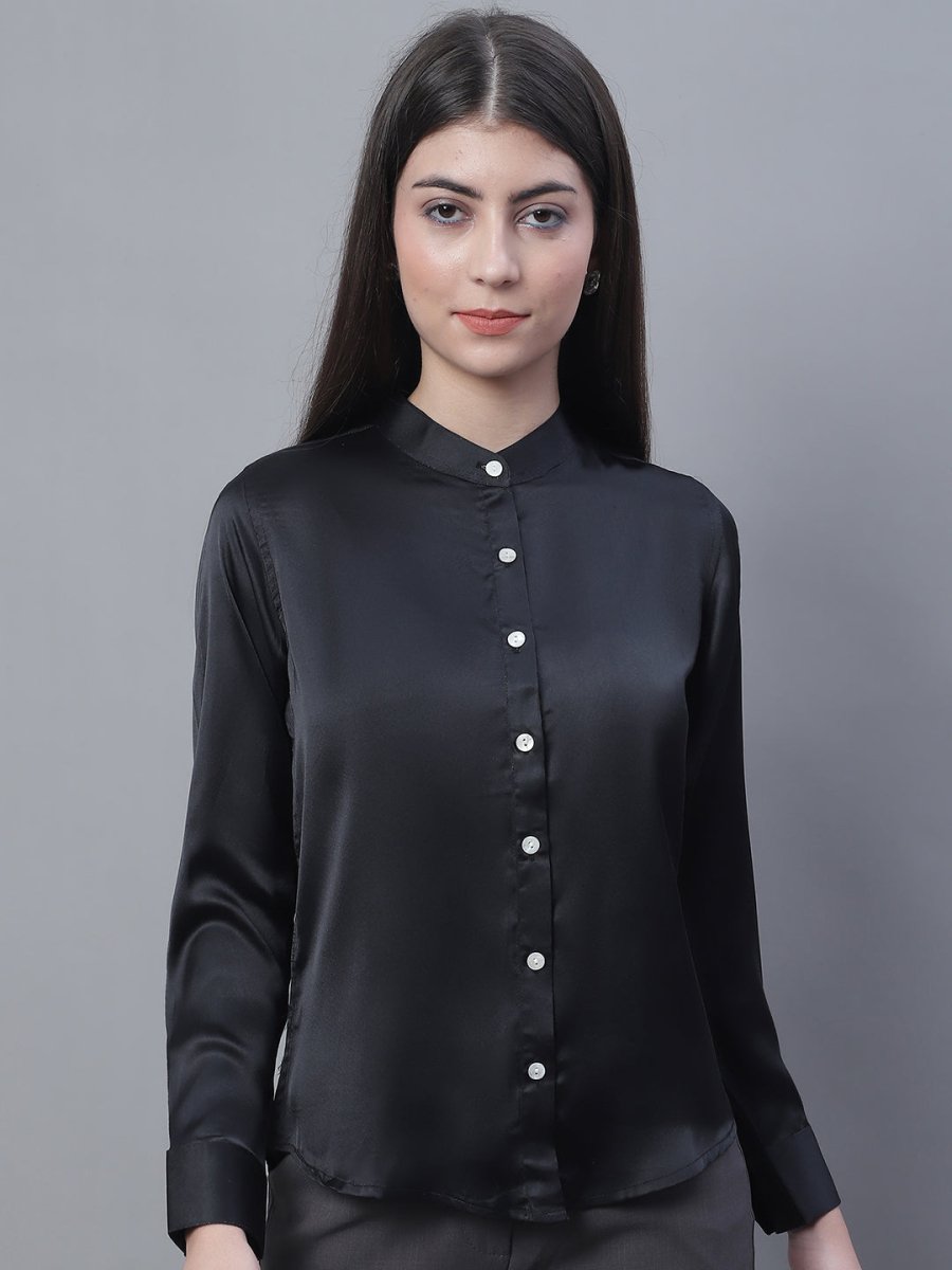 Women Black Solid Shirt Style Top - JNT_2015Black_XS