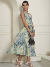 Women Blue Printed A-Line Dresses - JND_1016Blue_XS