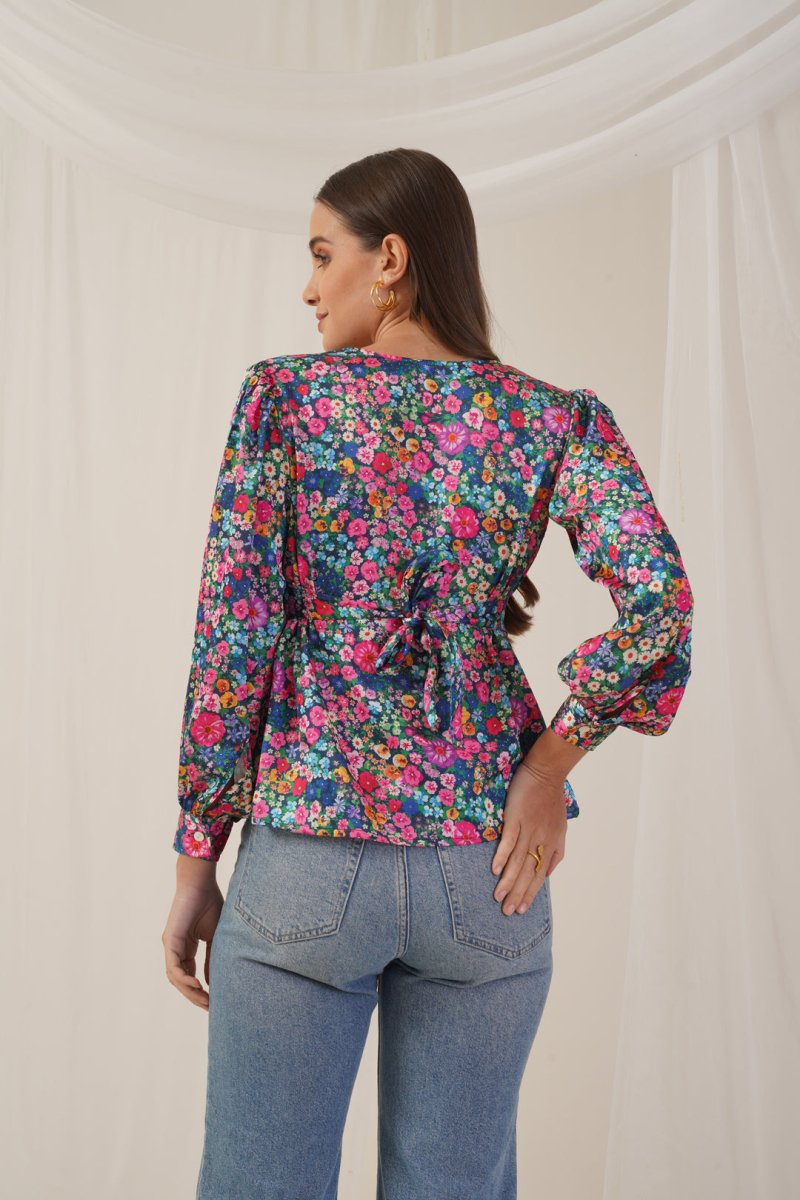 Women Blue Printed Shirt Style Top - JNT_2010Blue_XS
