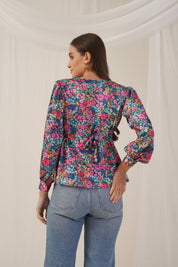 Women Blue Printed Shirt Style Top - JNT_2010Blue_XS