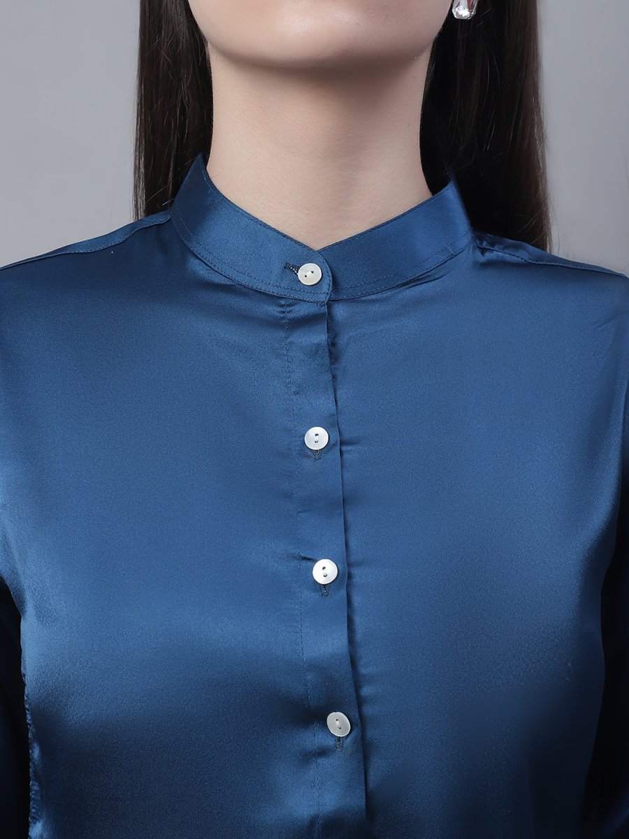 Women Blue Solid Shirt Style Top - JNT_2015Peacock_XS