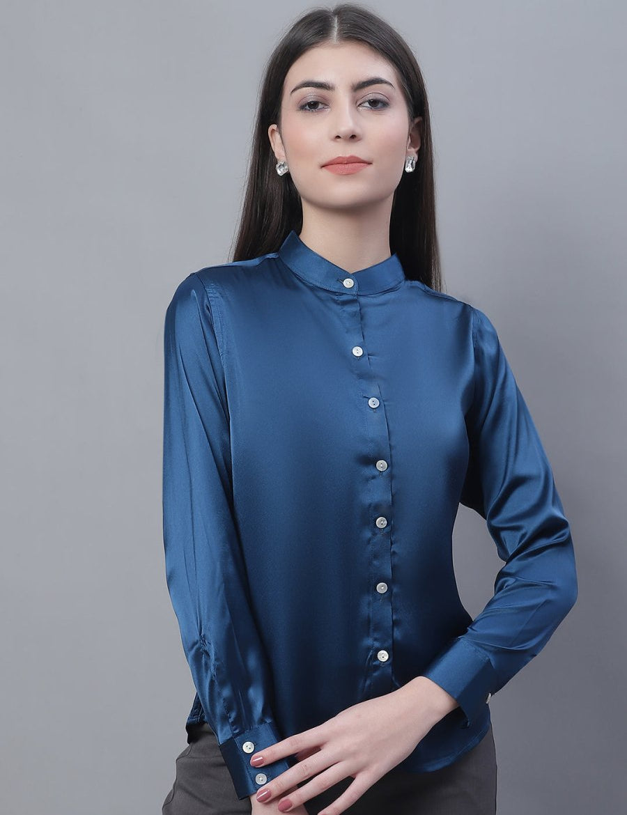 Women Blue Solid Shirt Style Top - JNT_2015Peacock_XS