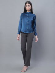 Women Blue Solid Shirt Style Top - JNT_2015Peacock_XS