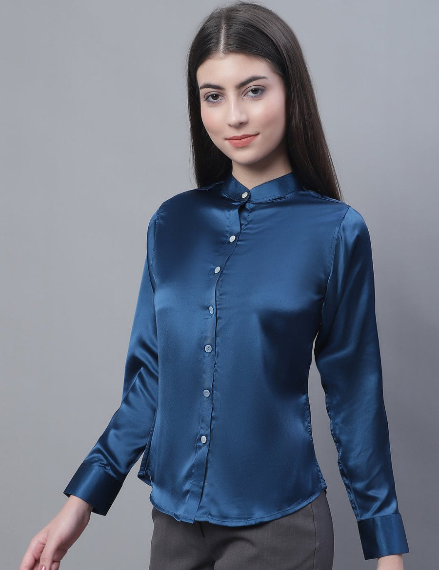 Women Blue Solid Shirt Style Top - JNT_2015Peacock_XS