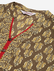 Women Brown and Olive Printed Straight Pure Cotton Kurta - JOK_1419_Brown_S