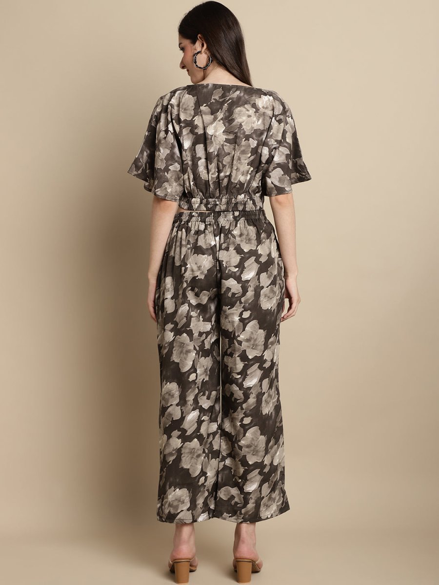 Women Brown Printed Crop Top With Palazzos - JNCS_3006Brown_XS