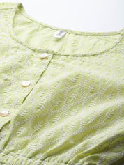 Women Chikankari Work Empire Top - JNT_2011Green_XS
