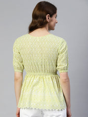 Women Chikankari Work Empire Top - JNT_2011Green_XS