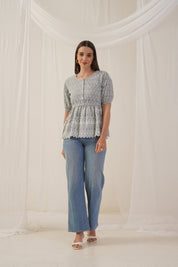 Women Chikankari Work Empire Top - JNT_2011Grey_XS