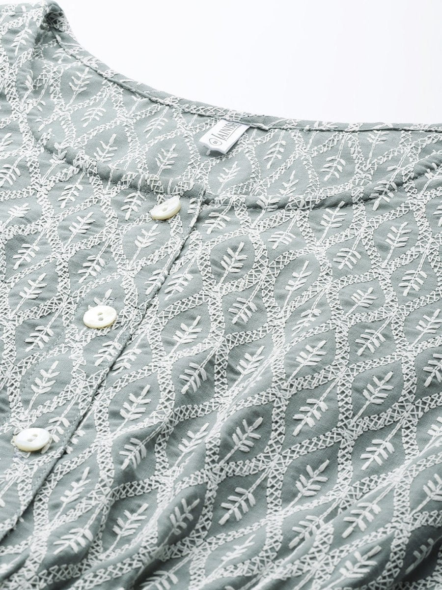 Women Chikankari Work Empire Top - JNT_2011Grey_XS