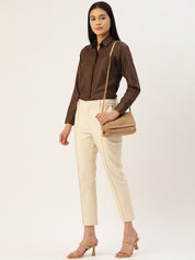 Women Coffee Solid Shirt Style Top - JNS_2007Coffee_XS