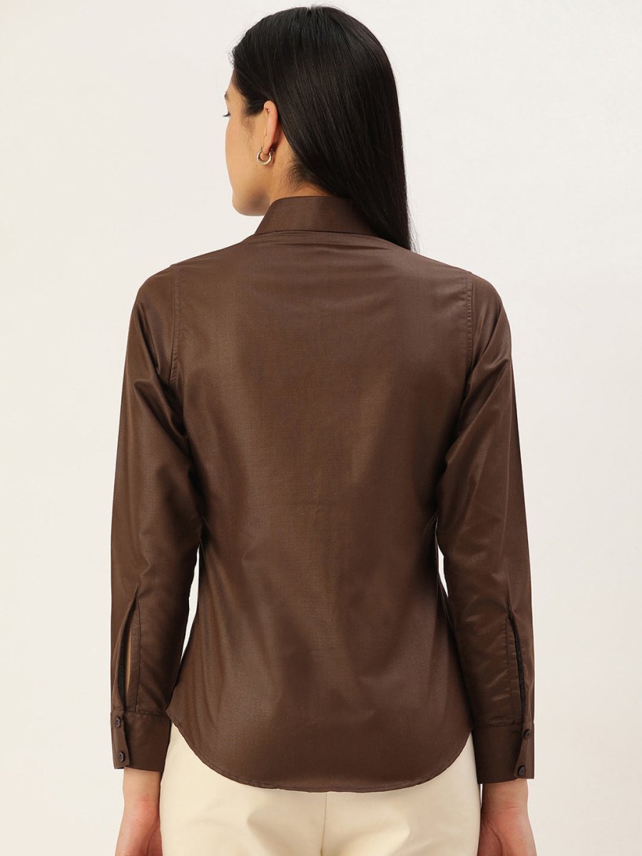 Women Coffee Solid Shirt Style Top - JNS_2007Coffee_XS