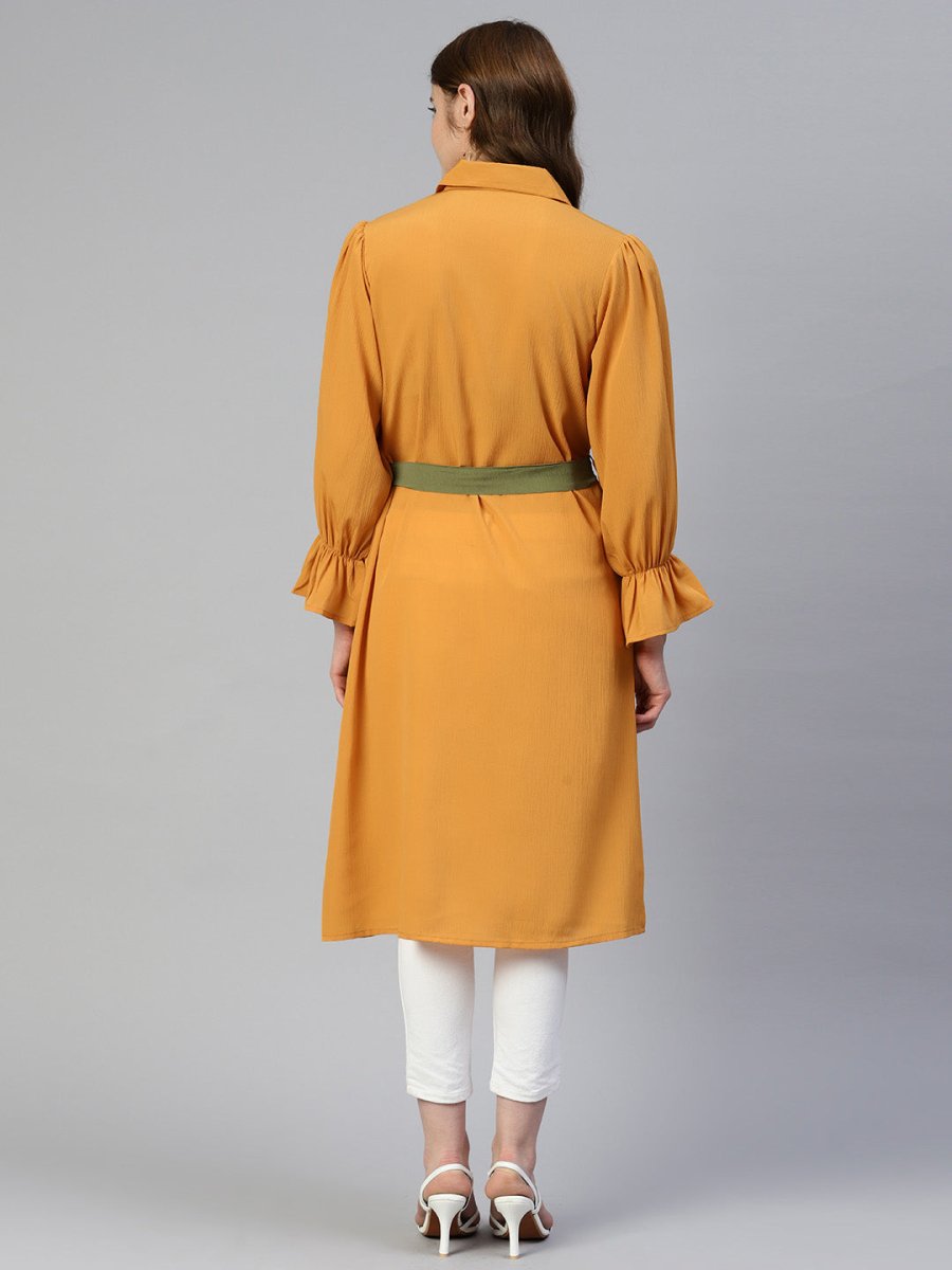 Women Embroiderd Shirt Style Top - JNT_2004Yellow_XS