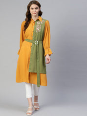 Women Embroiderd Shirt Style Top - JNT_2004Yellow_XS