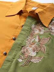 Women Embroiderd Shirt Style Top - JNT_2004Yellow_XS