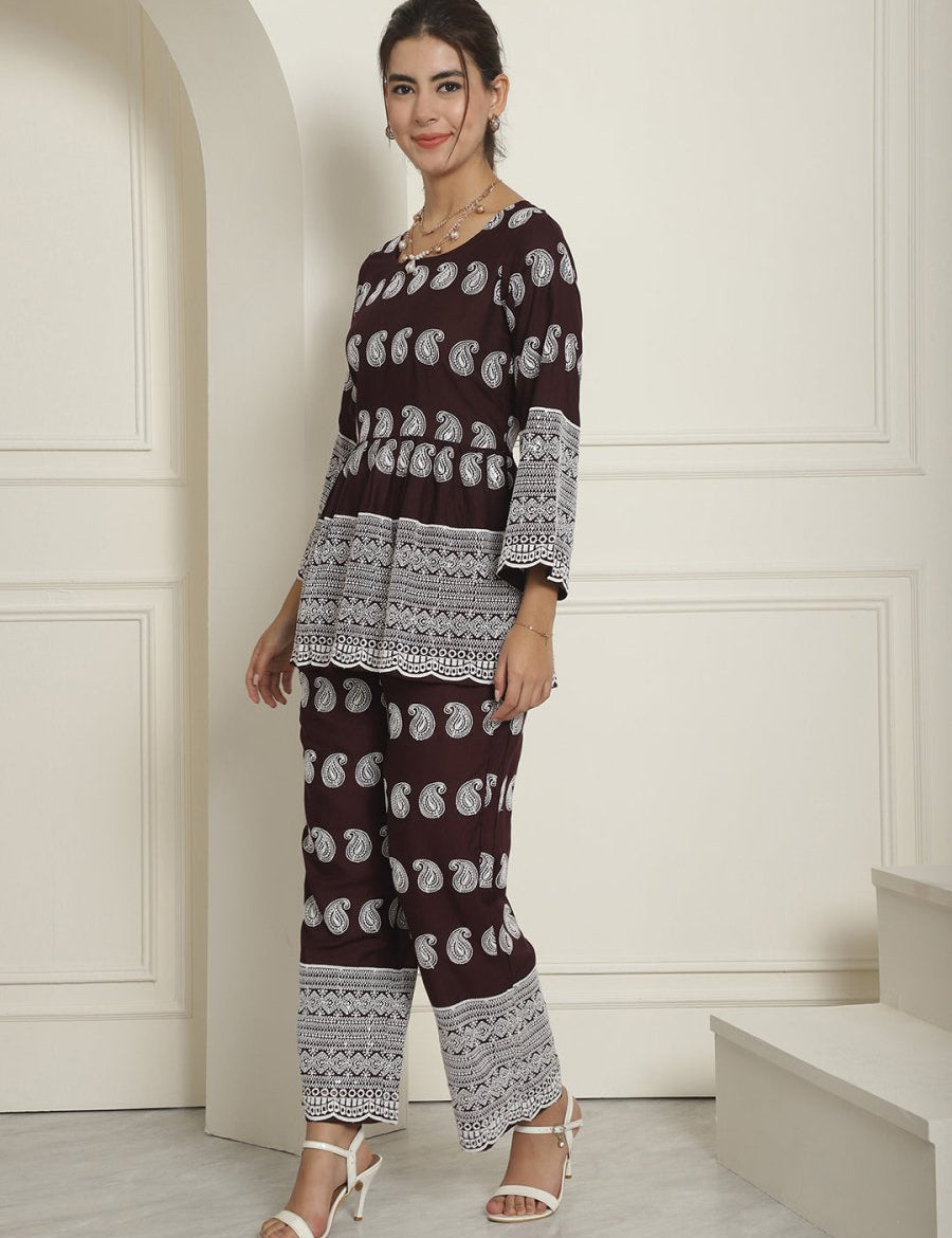 Women Embroidered and Sequin work Co-ords - JNCS_3001Purple_XS