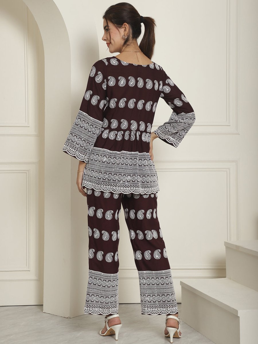 Women Embroidered and Sequin work Co-ords - JNCS_3001Purple_XS
