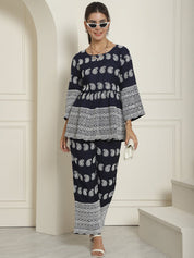 Women Embroidered and Sequin work Co-ords - JNCS_3001Navy_XS