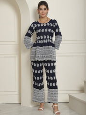Women Embroidered and Sequin work Co-ords - JNCS_3001Navy_XS