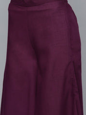 Women Embroidered Sequinned Kurta & Palazzos With Dupatta - JOKPL_D47P_1530_Purple_S
