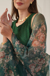 Women Embroidered Sequinned Kurta & Palazzos With Dupatta - JOKPL_D41G_1530_Green_S