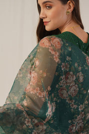 Women Embroidered Sequinned Kurta & Palazzos With Dupatta - JOKPL_D41G_1530_Green_S