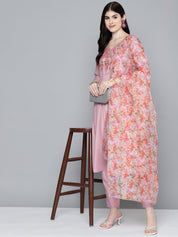Women Embroidered Thread Work Kurta & Trousers With Dupatta - JOKS_D48M_1531_Purple_S