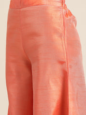 Women Floral Pleated Dupion Silk Jacquard Kurta with Palazzos & Dupatta - JOKPL_D34W_1480_Orange_S