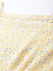Women Floral Print Puff Sleeves Crepe Midi Dress - JND_1009Yellow_XS