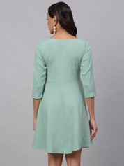 Women Green A-Line Dress - JND_1001Green_XS