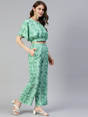 Women Green Printed Crop Top With Palazzos - JNCS_3006Green_XS
