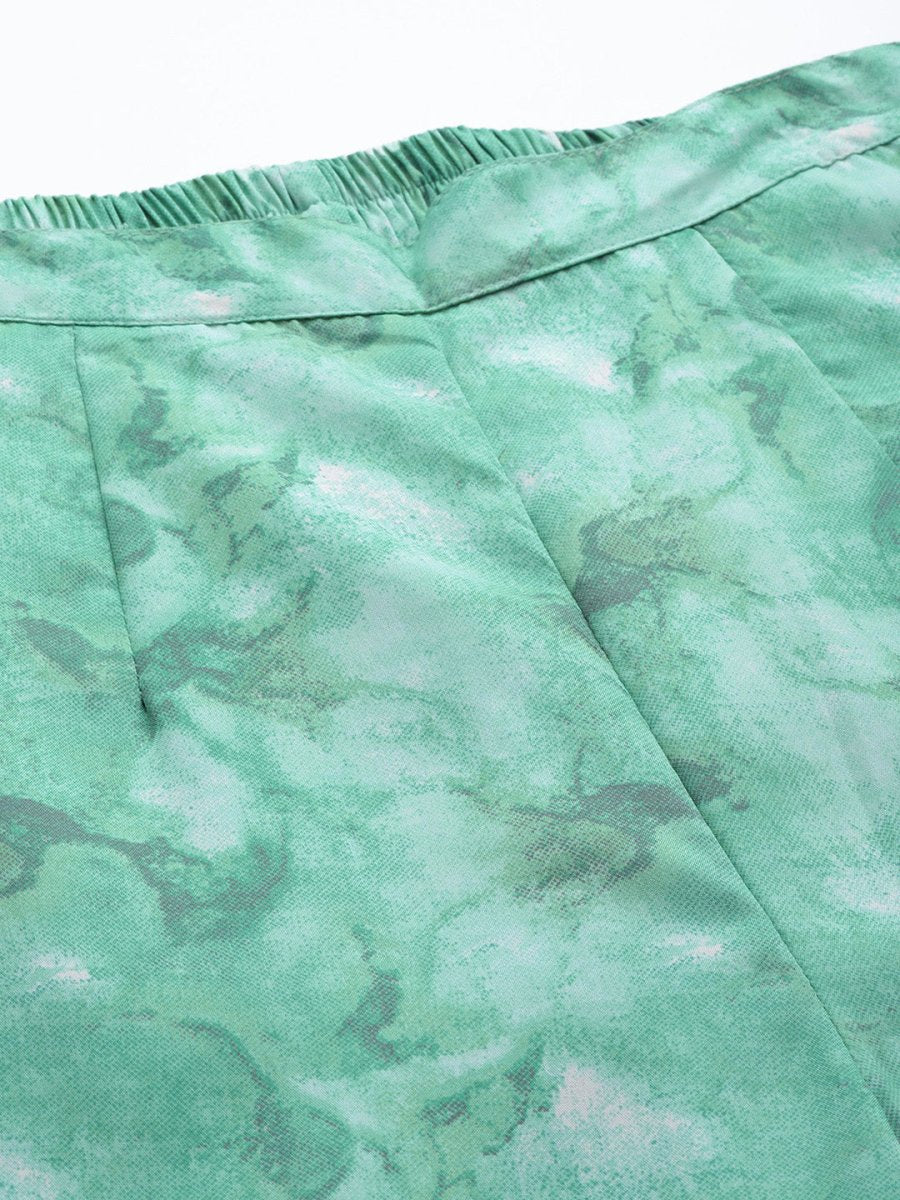 Women Green Printed Crop Top With Palazzos - JNCS_3006Green_XS