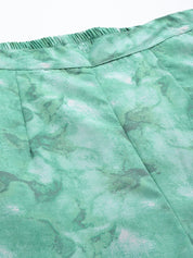 Women Green Printed Crop Top With Palazzos - JNCS_3006Green_XS