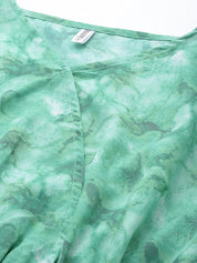 Women Green Printed Crop Top With Palazzos - JNCS_3006Green_XS