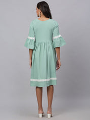 Women Green Solid Fit & Flare Dress - JND_1002Green_XS