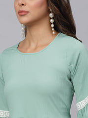 Women Green Solid Fit & Flare Dress - JND_1002Green_XS