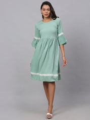 Women Green Solid Fit & Flare Dress - JND_1002Green_XS