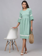 Women Green Solid Fit & Flare Dress - JND_1002Green_XS