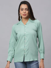 Women Green Solid Shirt - JNS_2002Green_XS
