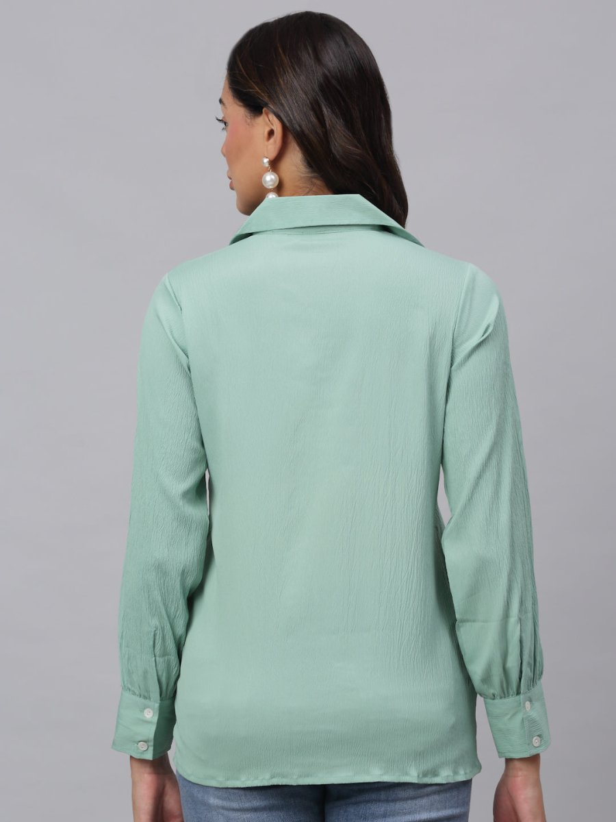 Women Green Solid Shirt - JNS_2002Green_XS