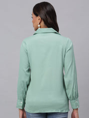 Women Green Solid Shirt - JNS_2002Green_XS